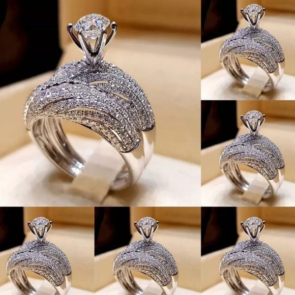 Women's 2PC Bridal Set Diamond Engagement Ring Set - Picture 5 of 6